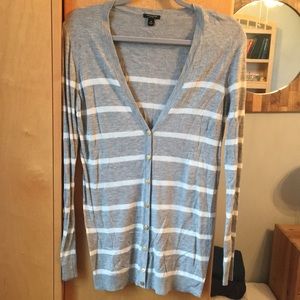 Ann Taylor Gray Striped Sweater